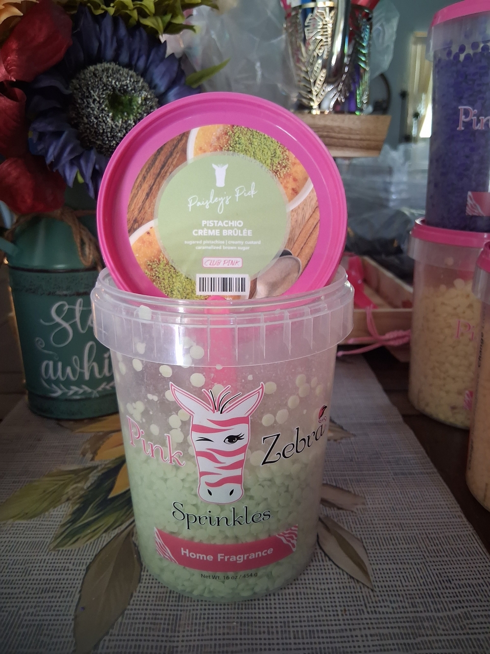 Pink Zebra Pistachio Crème Brûlée Sprinkles - Pink & Green